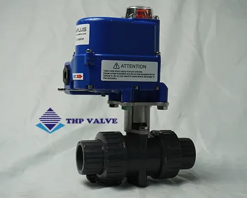 Ảnh thực tế Van bi nhựa rắc co điều khiển điện KosaPlus Hàn Quốc tại THP