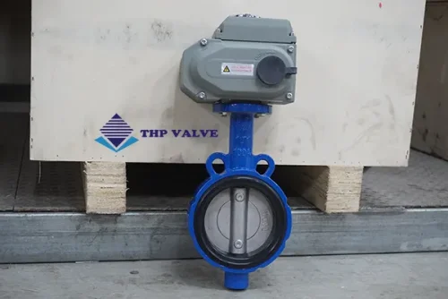 Ảnh thực tế van bướm gang điều khiển mô tơ điện tại THP