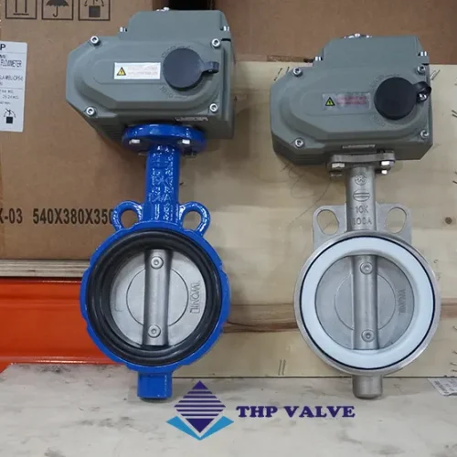 Ảnh thực tế van bướm gang - inox điều khiển điện ON OFF Haitima DN100