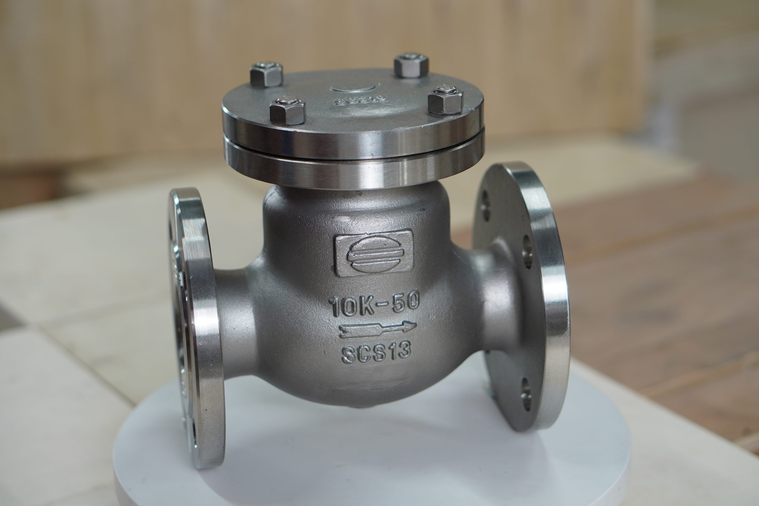Van 1 chiều lá lật inox lắp bích