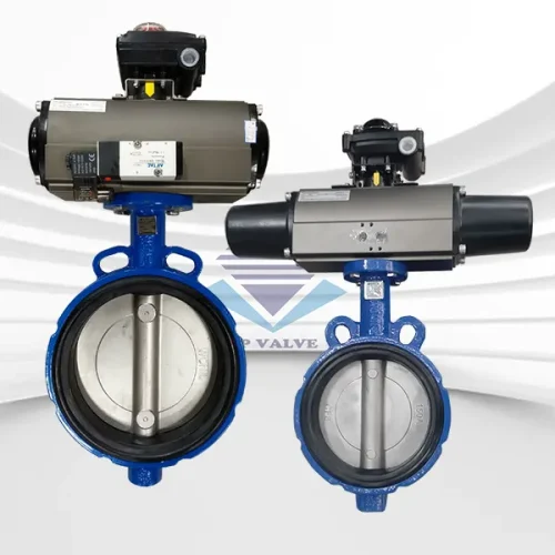 Van bướm điều khiển khí nén lắp công tắc giám sát limit switch box