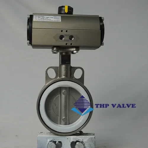Van bướm inox điều khiển khí nén DN100 - gioăng teflon