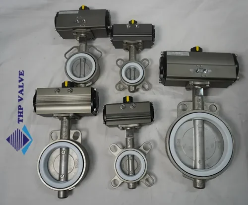 Van bướm inox điều khiển khí nén kết nối wafer