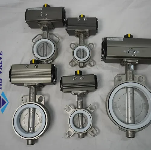 Van bướm inox điều khiển khí nén kết nối wafer
