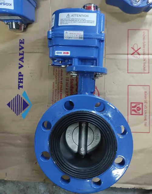 Van bướm mặt bích JIS10K điều khiển điện Kosaplus - ảnh thực tế xuất kho THP