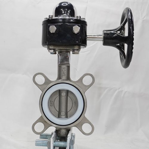 Van bướm tay quay inox gioăng teflon DN65 Wonil Hàn Quốc