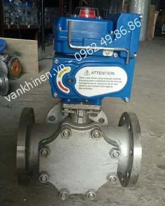 Van bi 3 ngã điều khiển điện loại lắp mặt bích
