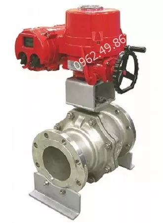 Hình ảnh van bi bích điều khiển điện có tay quay Kosaplus-Hàn Quốc