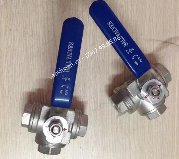 Van bi inox tay gạt lắp ren 3 cửa