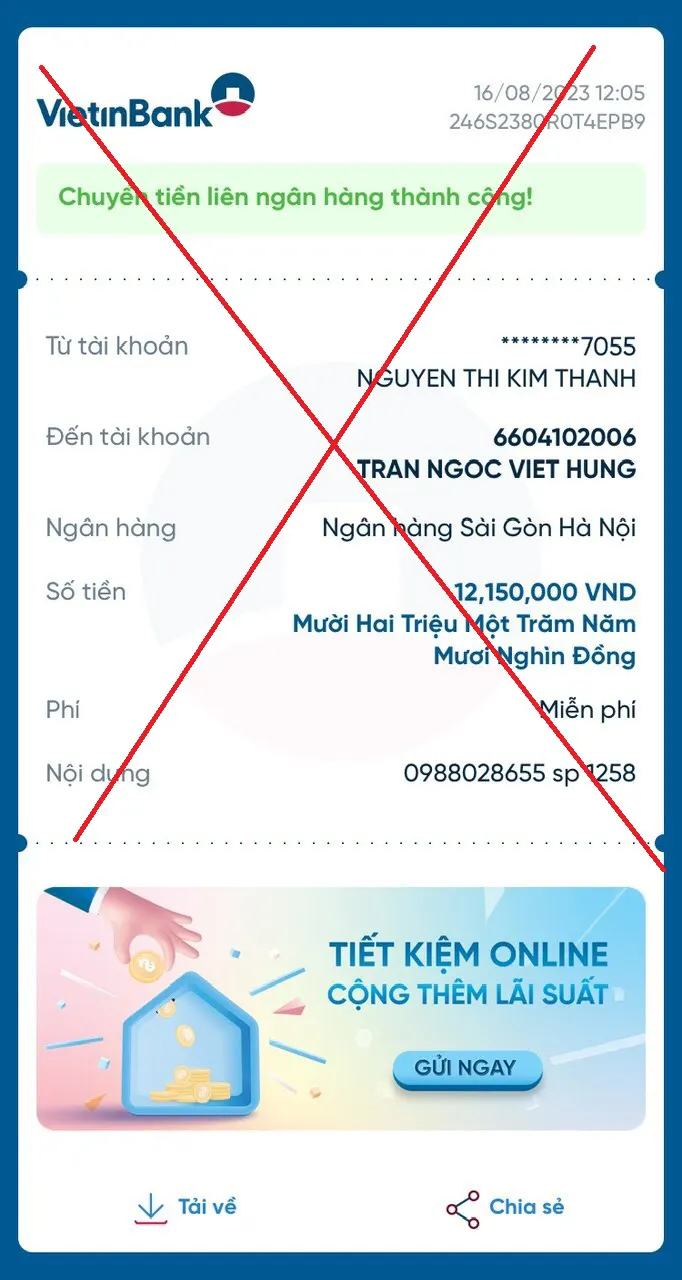 Thông tin thanh toán của Kẻ Gian