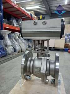 Van bi nối bích điều khiển khí nén