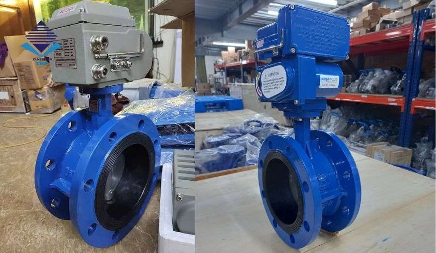 Van bướm hai mặt bích điều khiển điện