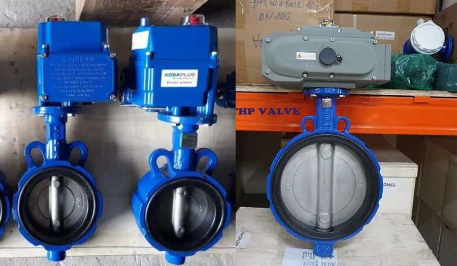 Van bướm điện thân gang cánh inox